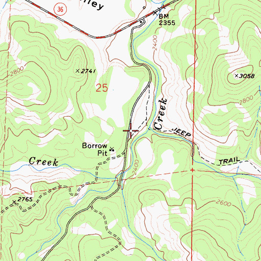 Topographic Map of Horse Creek, CA