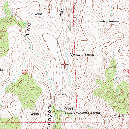 Topographic Map of Lower Two Troughs Tank, AZ