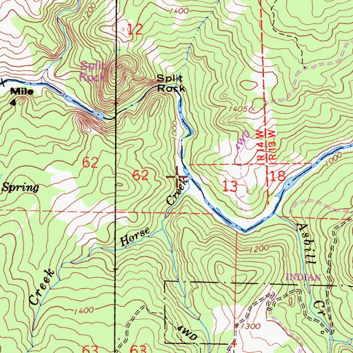 Topographic Map of Horse Creek, CA
