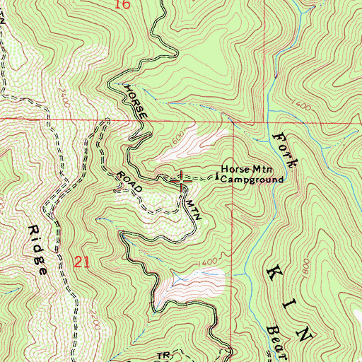 Topographic Map of Horse Mountain Campground, CA