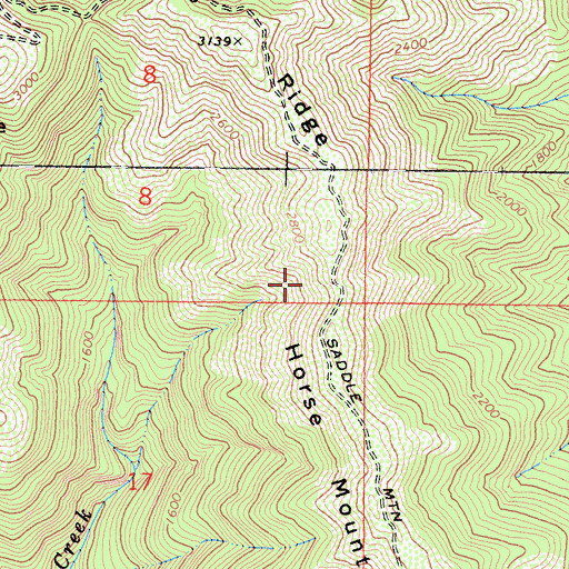 Topographic Map of Horse Mountain Ridge, CA