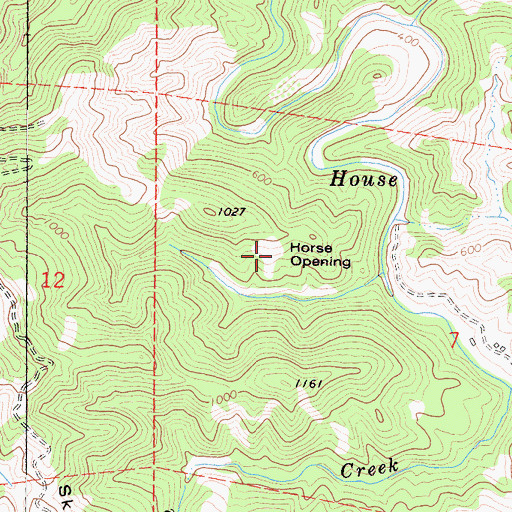 Topographic Map of Horse Opening, CA
