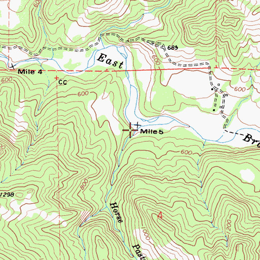 Topographic Map of Horse Pasture Creek, CA