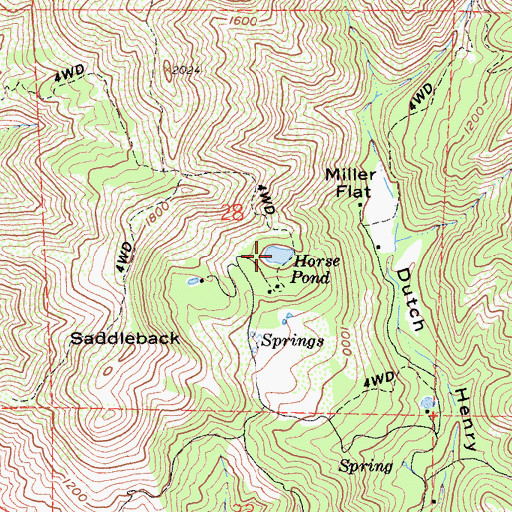 Topographic Map of Horse Pond, CA
