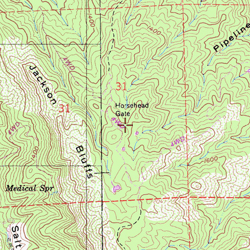 Topographic Map of Horsehead Gate, CA