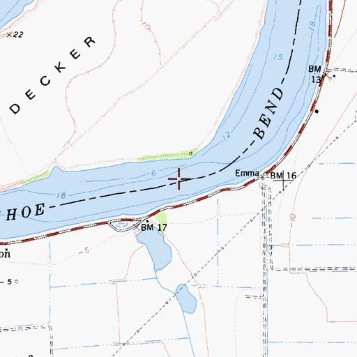 Topographic Map of Horseshoe Bend, CA