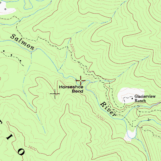 Topographic Map of Horseshoe Bend, CA