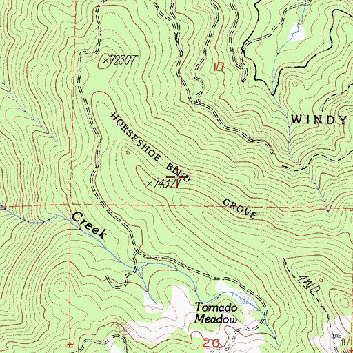 Topographic Map of Horseshoe Bend Grove, CA