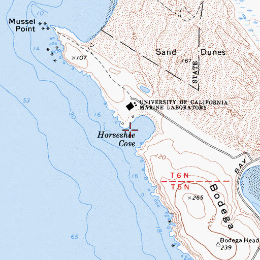 Topographic Map of Horseshoe Cove, CA