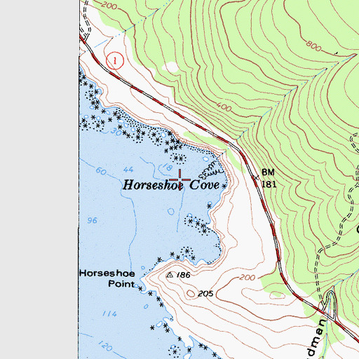 Topographic Map of Horseshoe Cove, CA