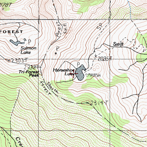 Topographic Map of Horseshoe Lake, CA