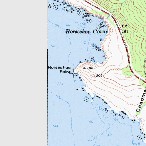 Topographic Map of Horseshoe Point, CA