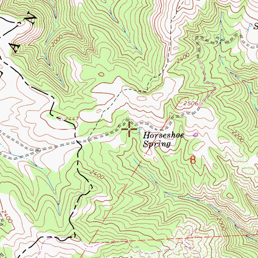 Topographic Map of Horseshoe Spring, CA