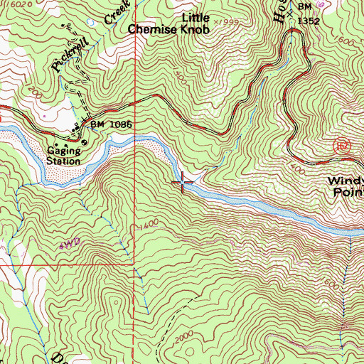 Topographic Map of Hosea Creek, CA