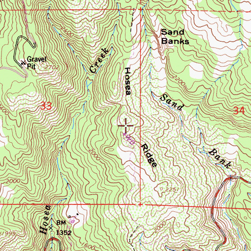 Topographic Map of Hosea Ridge, CA