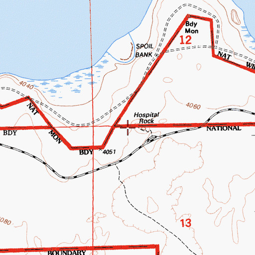 Topographic Map of Hospital Rock, CA