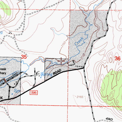 Topographic Map of Hot Creek Ranch, CA