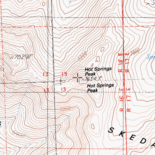 Topographic Map of Hot Springs Peak, CA