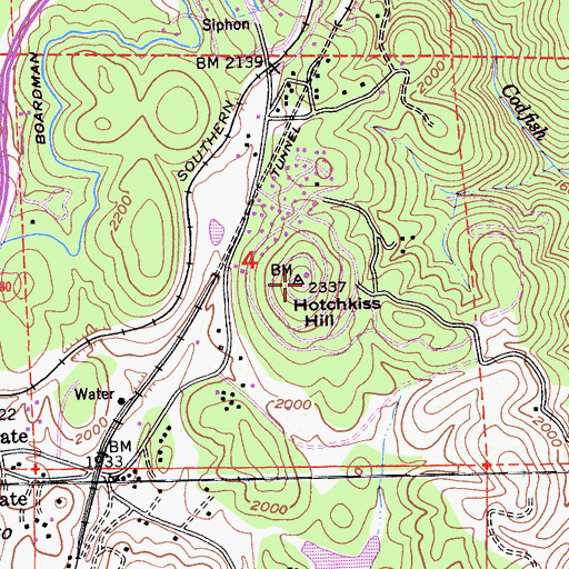 Topographic Map of Hotchkiss Hill, CA