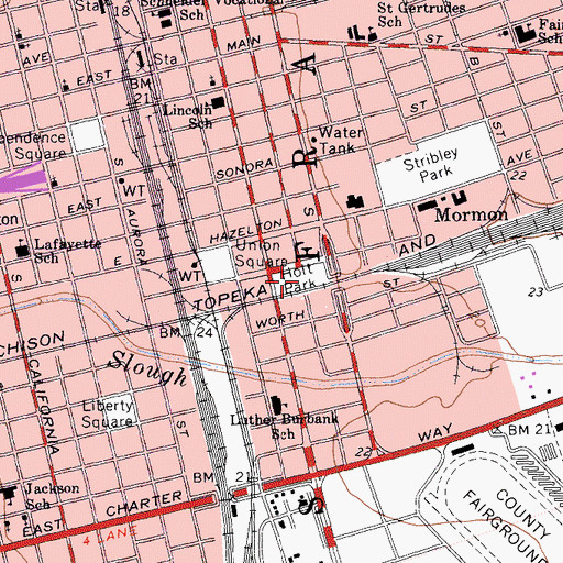Topographic Map of Hott Park, CA