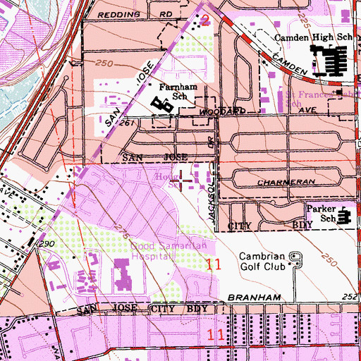 Topographic Map of Houge School (historical), CA