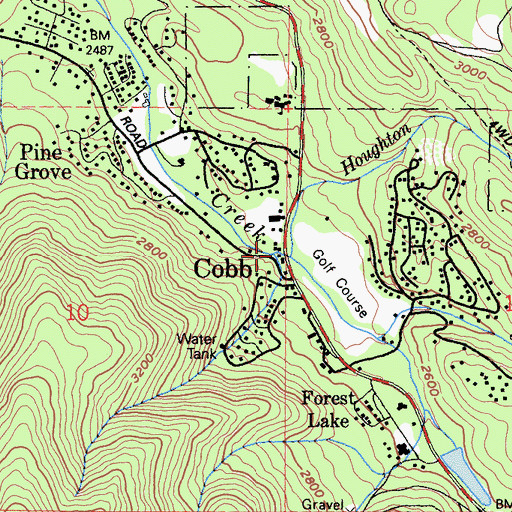 Topographic Map of Houghton Creek, CA