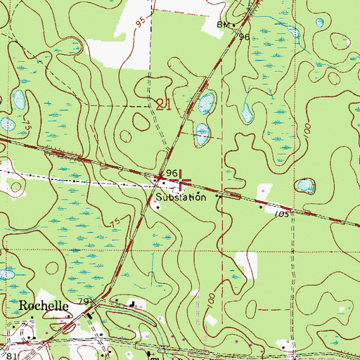 Topographic Map of Keystone Heights Electric Substation, FL