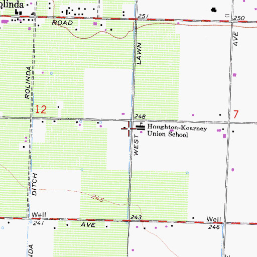 Topographic Map of Houghton - Kearney Elementary School, CA