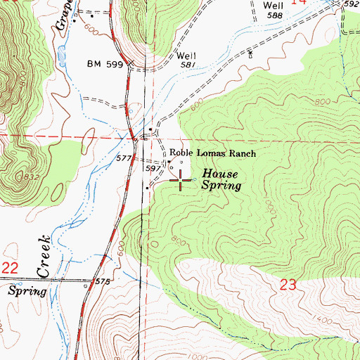 Topographic Map of House Spring, CA