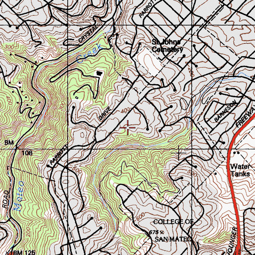 Topographic Map of House-on-the-Hill, CA
