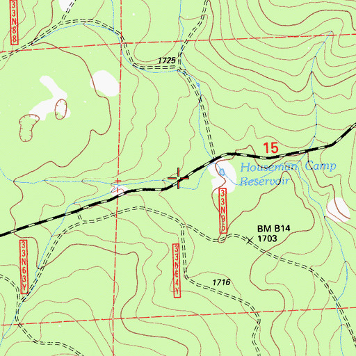 Topographic Map of Houseman Camp Reservoir, CA