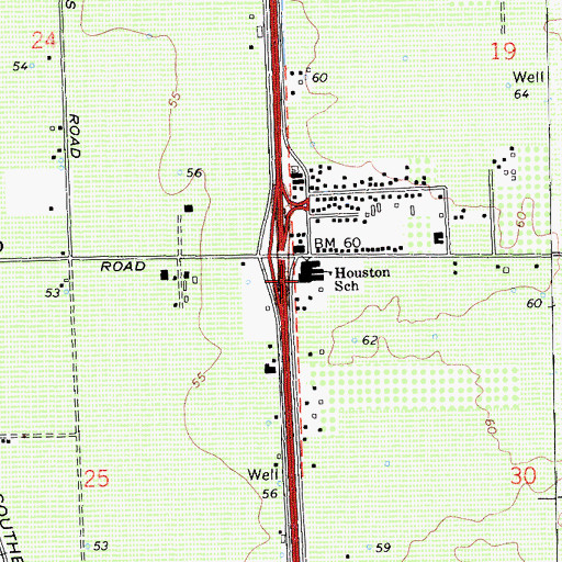Topographic Map of Houston School, CA