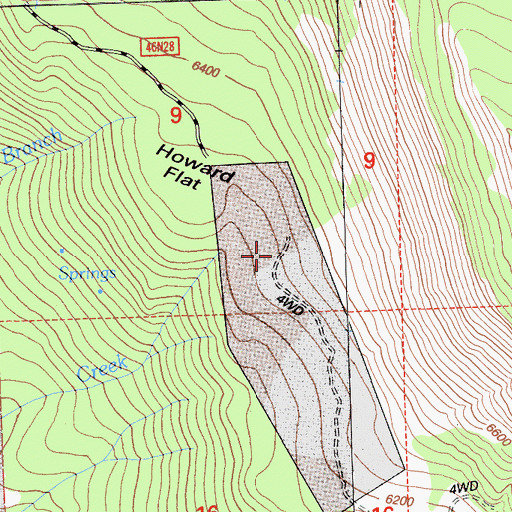 Topographic Map of Howard Flat, CA