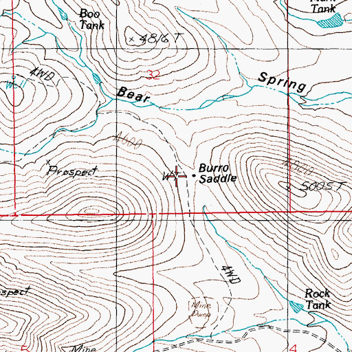 Topographic Map of Burro Saddle, AZ
