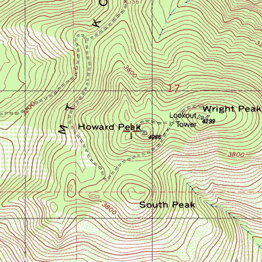 Topographic Map of Howard Peak, CA