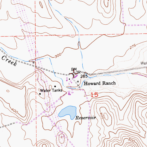 Topographic Map of Howard Ranch, CA