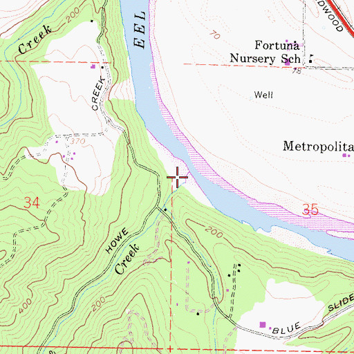 Topographic Map of Howe Creek, CA