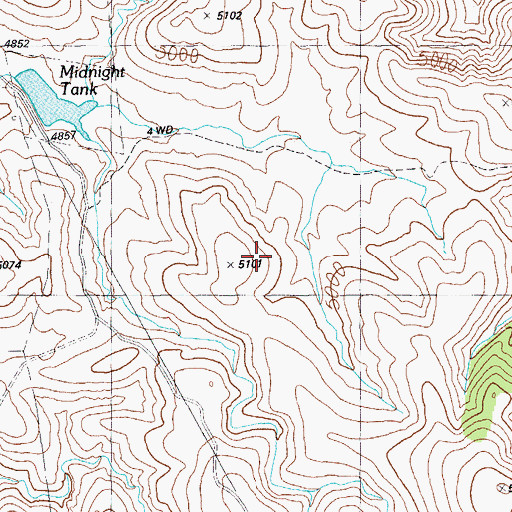 Topographic Map of Midnight Dam, AZ