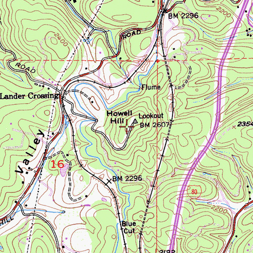 Topographic Map of Howell Hill, CA