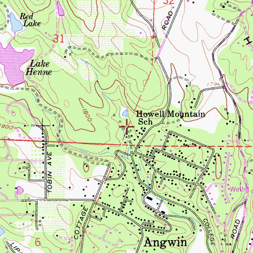 Topographic Map of Howell Mountain Elementary School, CA