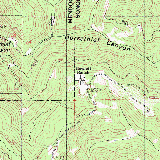 Topographic Map of Howlett Ranch, CA