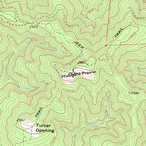 Topographic Map of Hubbard Prairie, CA