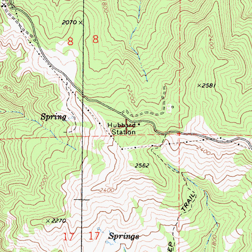 Topographic Map of Hubbard Station, CA