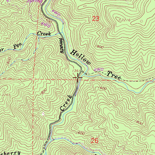 Topographic Map of Huckleberry Creek, CA