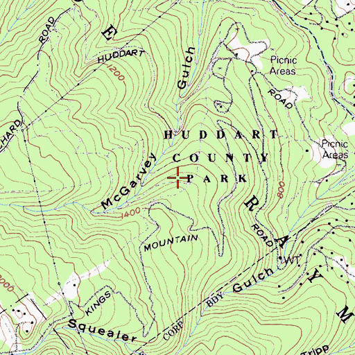 Topographic Map of Huddart Park, CA