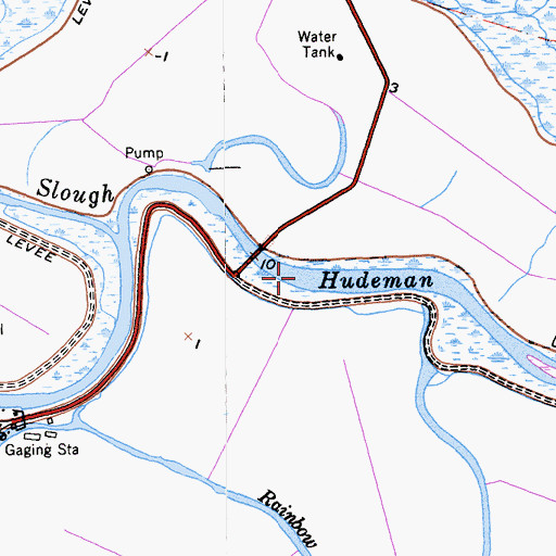 Topographic Map of Hudeman Slough, CA