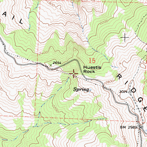 Topographic Map of Huestis Rock, CA