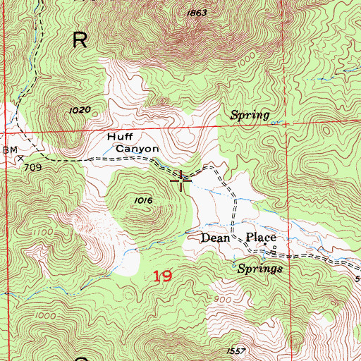 Topographic Map of Huff Canyon, CA