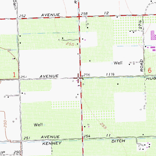 Topographic Map of Hugh Ditch, CA