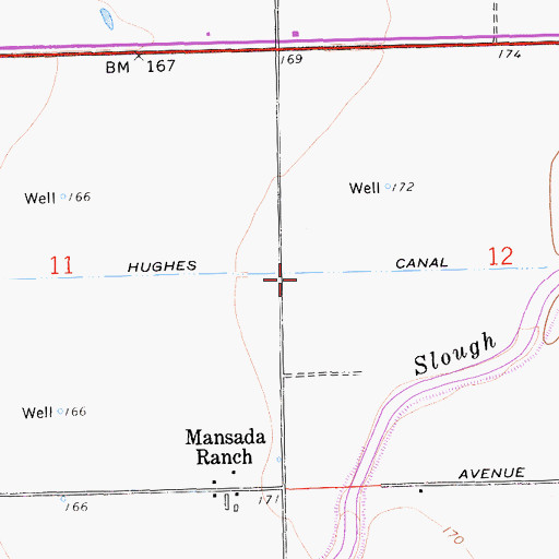 Topographic Map of Hughes Canal, CA